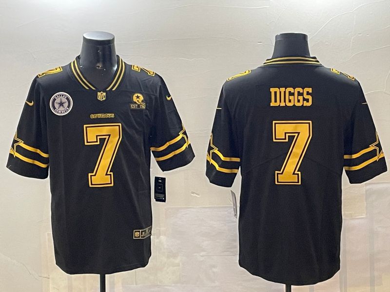 Men Dallas Cowboys #7 Diggs Black Gold 2024 Nike Limited NFL Jersey style 01081